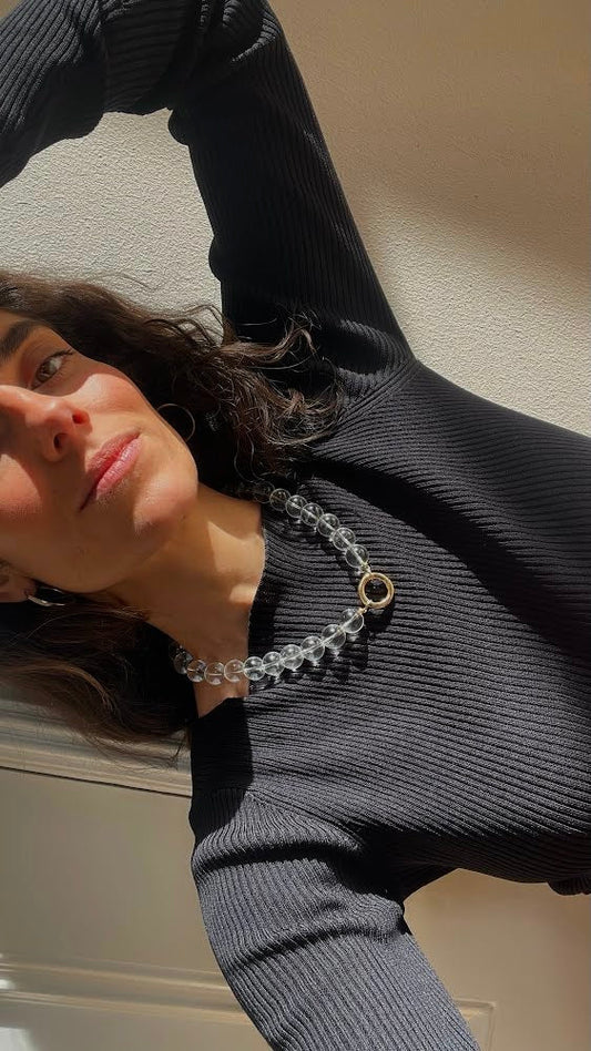 clear quartz necklace gold