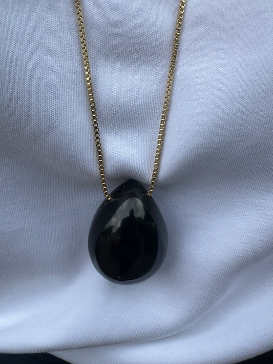 black obsidian necklace gold
