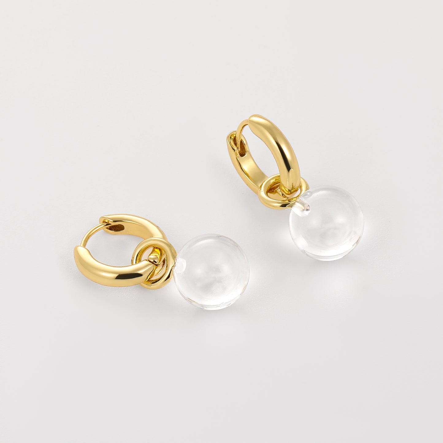 Grace Earrings Clear Quartz Gold