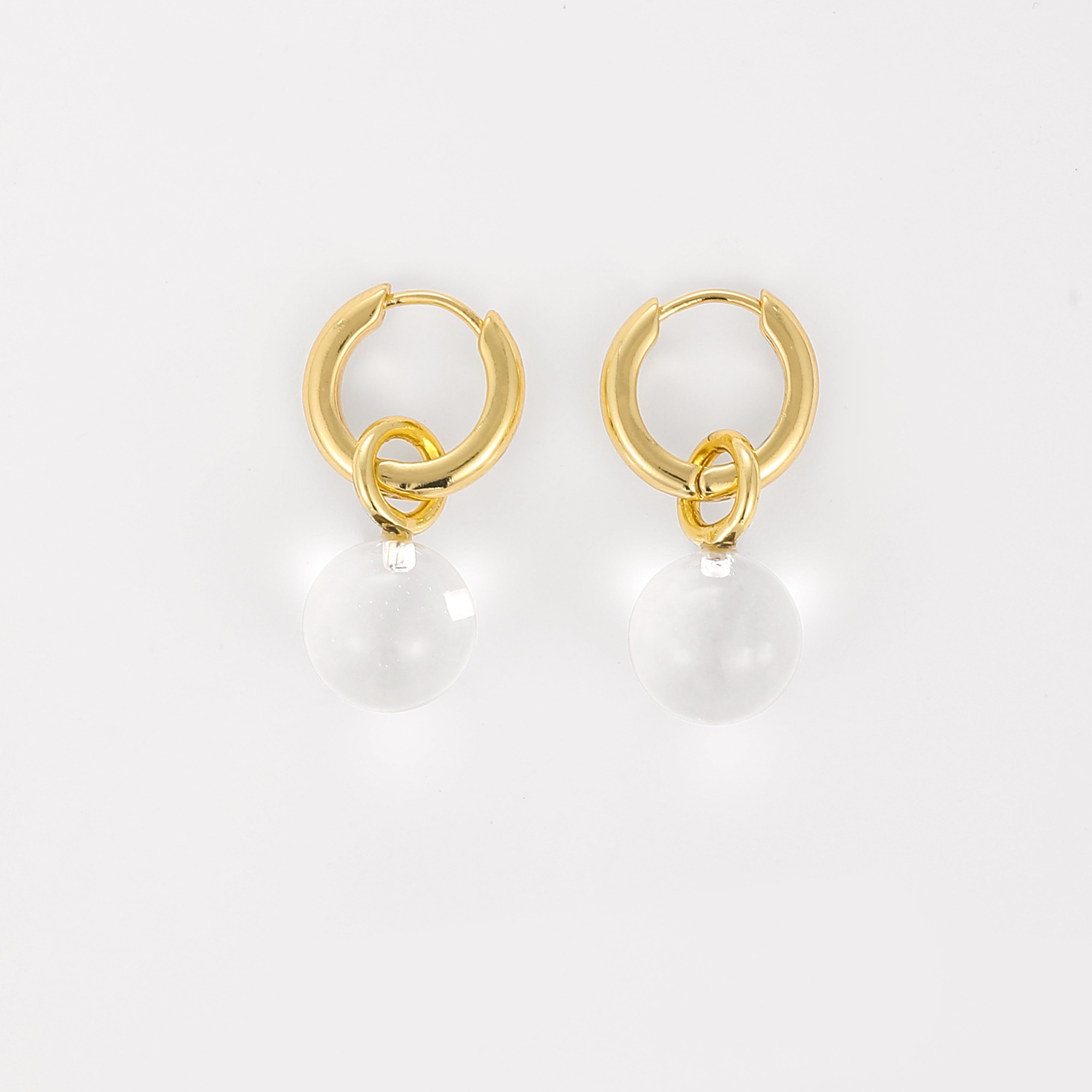 Grace Earrings Clear Quartz Gold