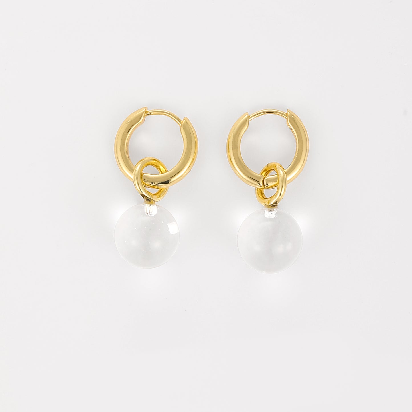 Grace Earrings Clear Quartz Gold