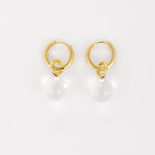 Grace Earrings Clear Quartz Gold