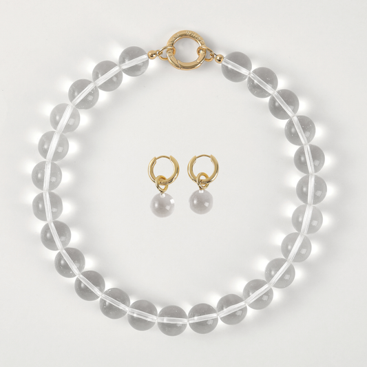 Grace Clear Quartz Set Gold - 42cm Stellar Whispers