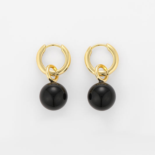 Grace Earrings Black Onyx Gold