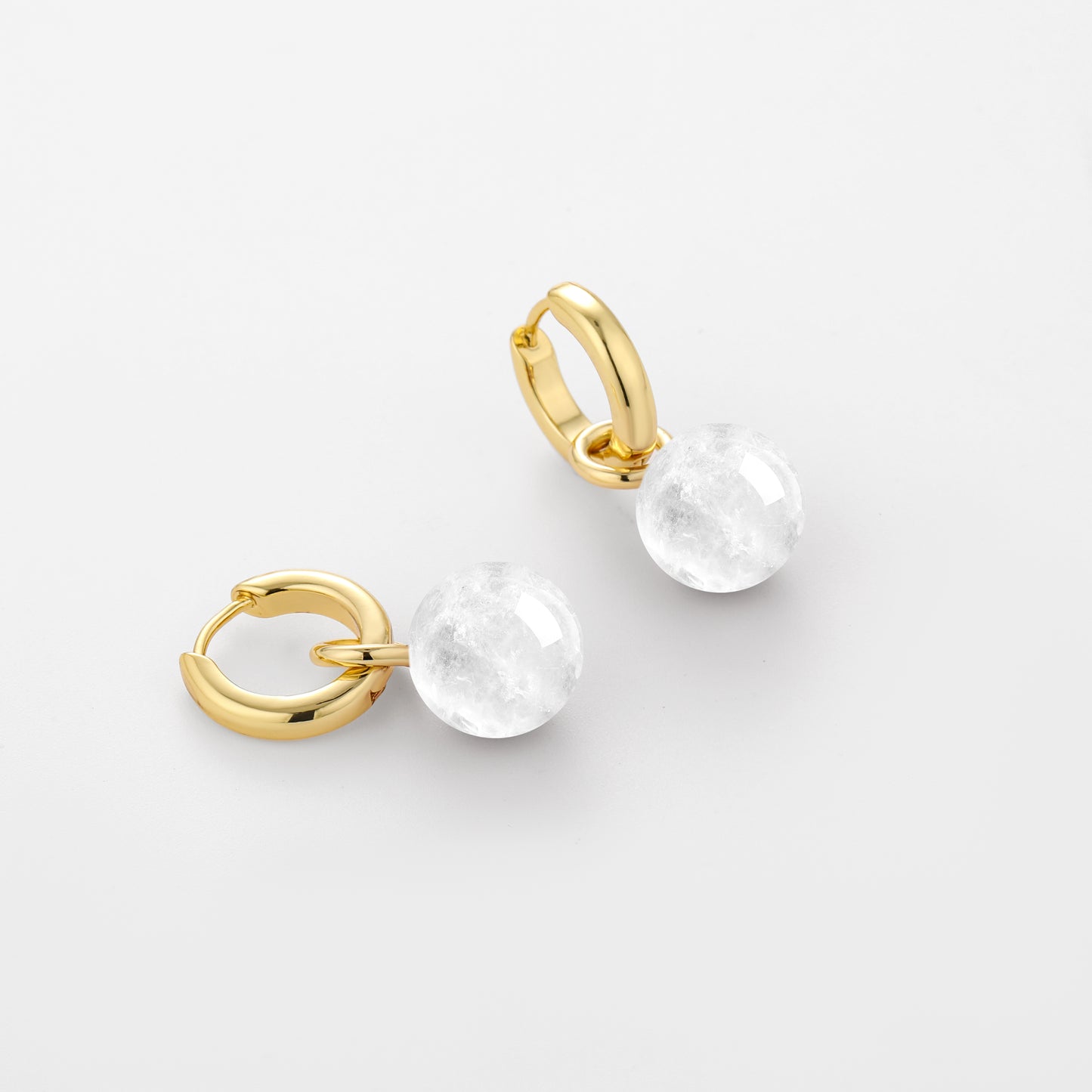 Grace Earrings Clear Quartz Gold