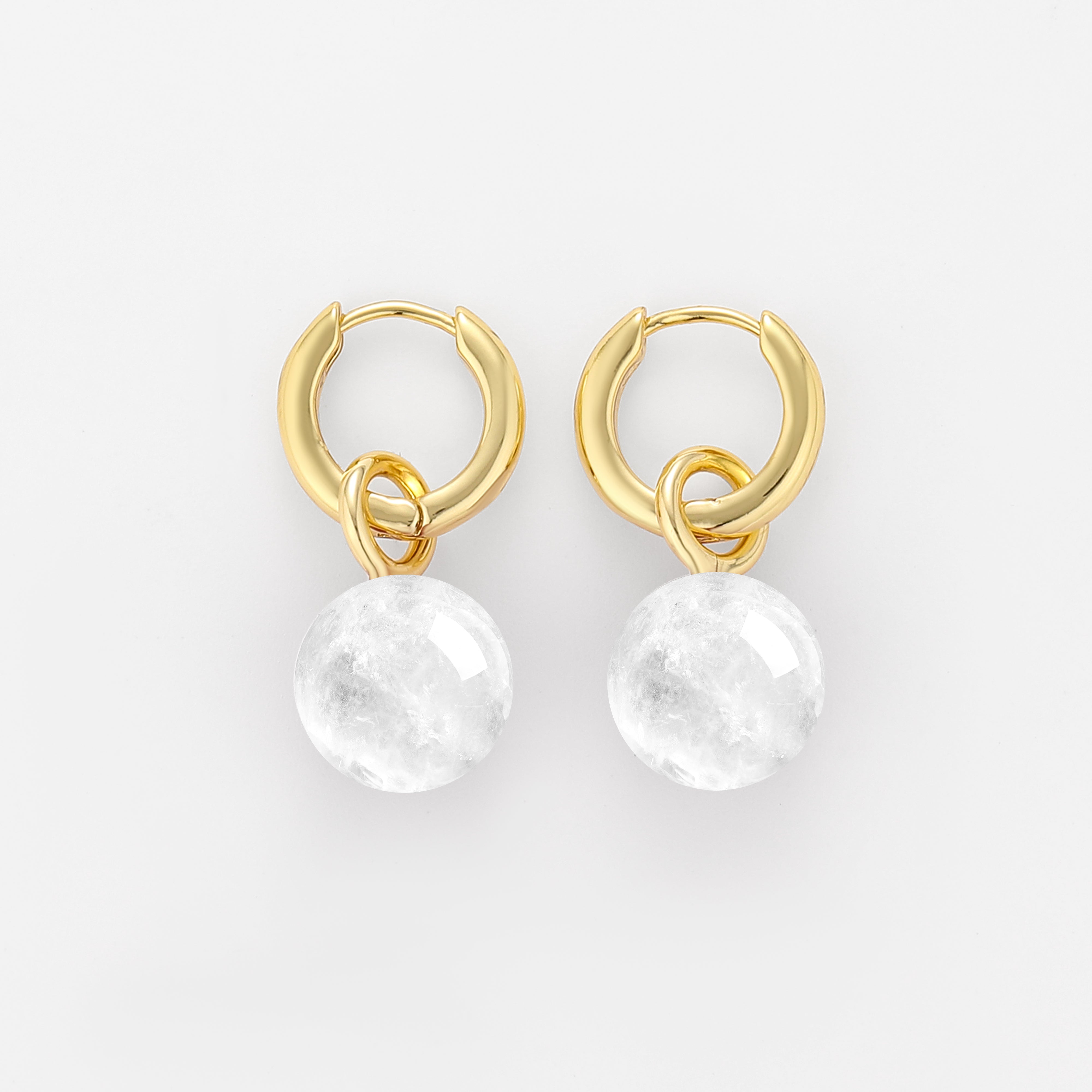 Grace Earrings Clear Quartz Gold