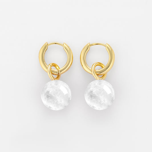 Grace Earrings Clear Quartz Gold