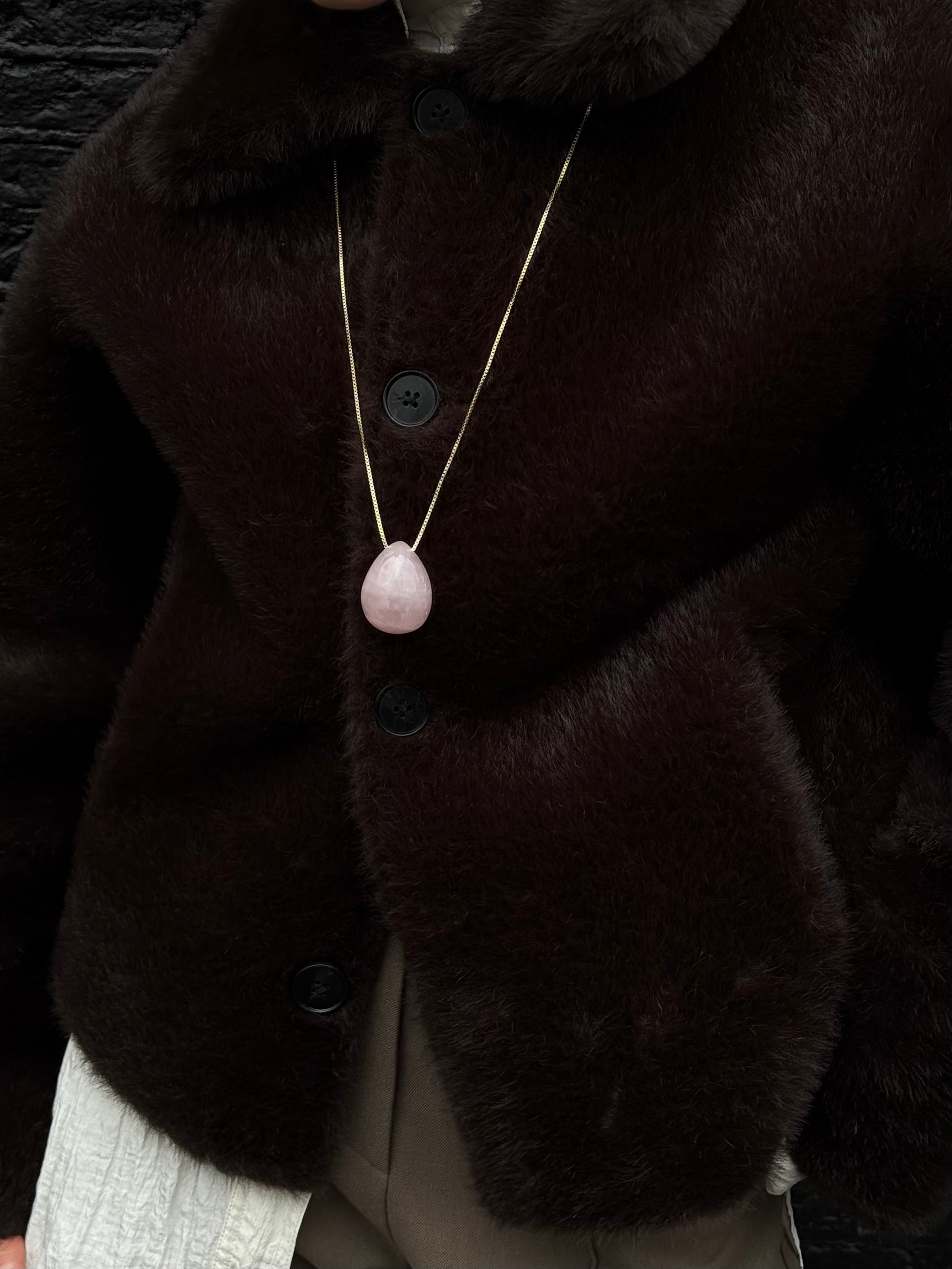 Lumi Pendant Necklace Rose Quartz Gold Stellar Whispers