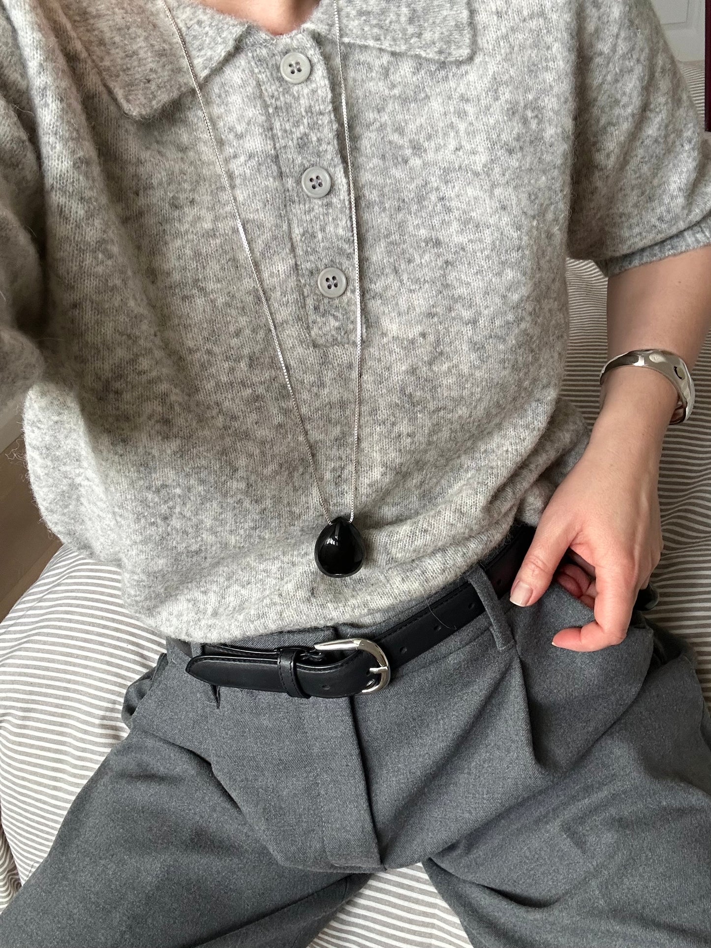 Lumi Pendant Necklace Obsidian Gold Stellar Whispers