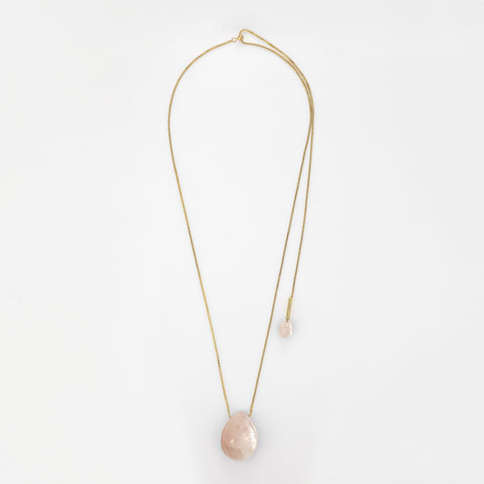Lumi Necklace Rose Quartz Gold