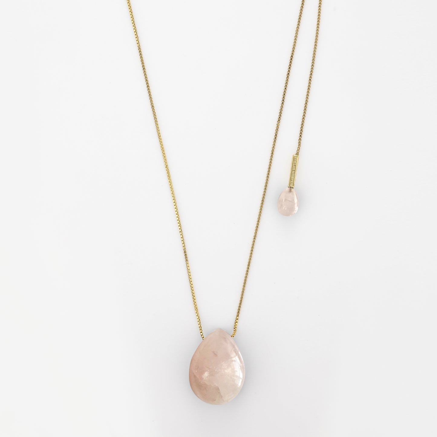 Lumi Necklace Rose Quartz Gold