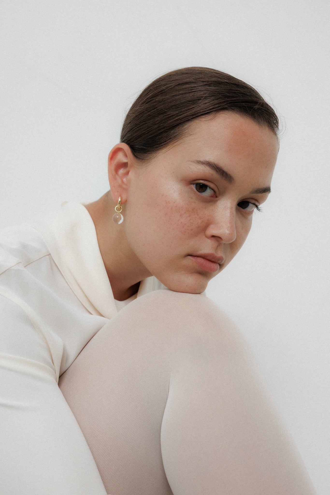 Grace Earrings Clear Quartz Gold Stellar Whispers