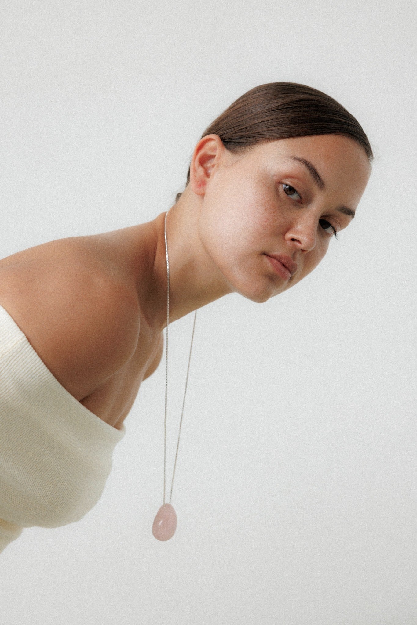Lumi Pendant Necklace Rose Quartz Gold